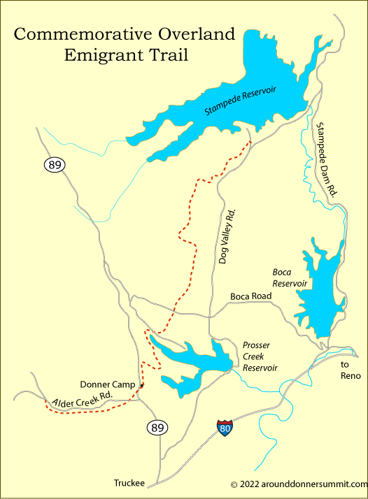 map of the Commemorative Overland Emigrant Trail, Tahoe National Forest, CA