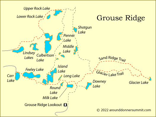 map of Grouse Ridge trails, Tahoe National Forest, CA