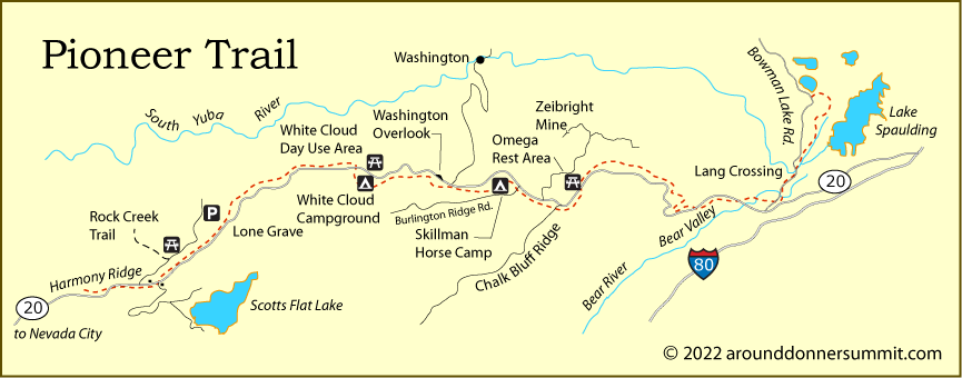 map of the Pioneer Trail in Nevada County, CA