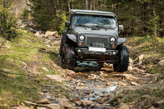 Jeep on off-road route, CA