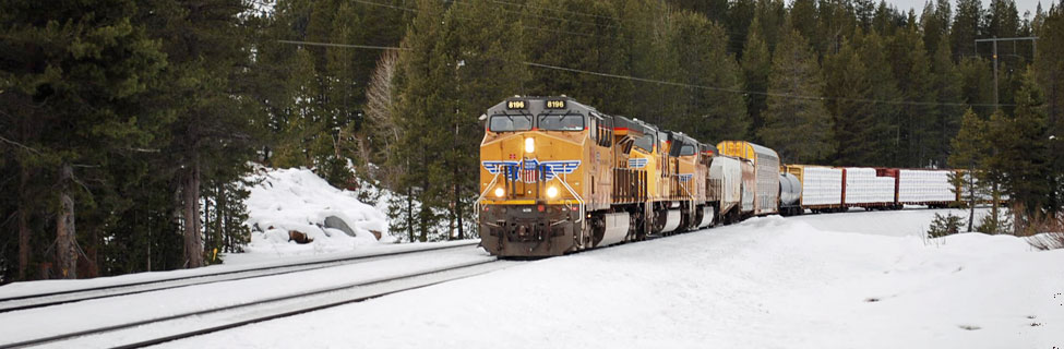 freight train coming up Donner Summit, California